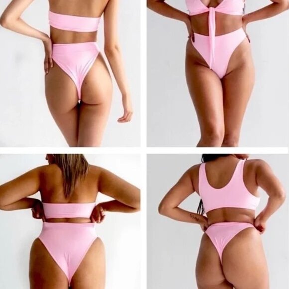 437 Four Three Seven The Robyn Top and Aubrey Bottom Tie Front Bikini in Candy - Picture 3 of 12